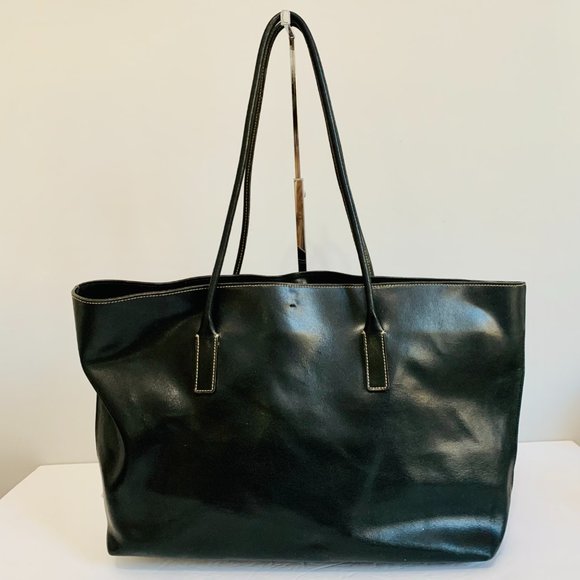 PRADA LEATHER TOTE AND POUCH SET VINTAGE MADE IN ITALY - Picture 3 of 15